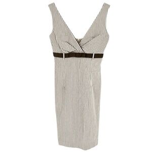 Vintage Sandro Ferrone‎ Striped Italian Cotton V Neck Dress